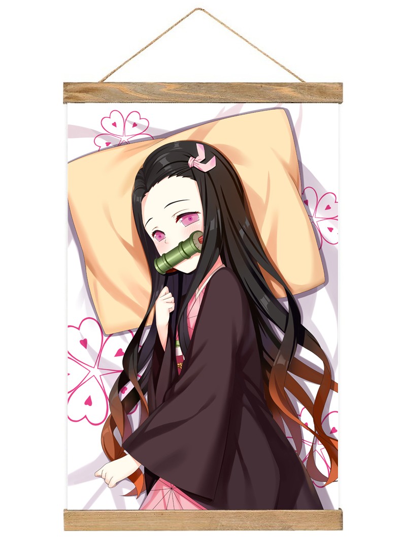 Demon Slayer Kimetsu no Yaiba Kamado Nezuko Scroll Painting Wall Picture Anime Wall Scroll Hanging Home Decor