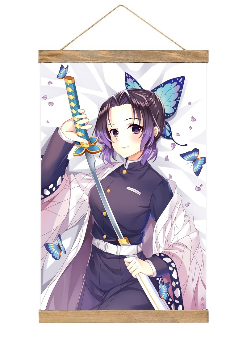 Demon Slayer Kimetsu no Yaiba Kochou Shinobu-1 Scroll Painting Wall Picture Anime Wall Scroll Hanging Home Decor