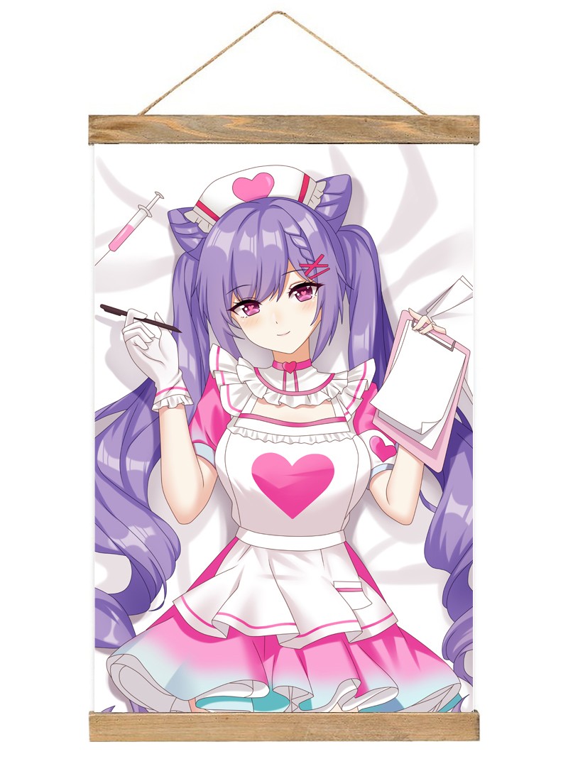 1Genshin Impact Keqing Anime Dakimakura-1 Scroll Painting Wall Picture Anime Wall Scroll Hanging Home Decor