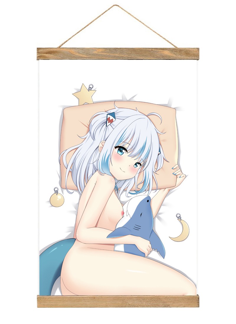 Virtual Youtuber Gawr Gura Scroll Painting Wall Picture Anime Wall Scroll Hanging Home Decor