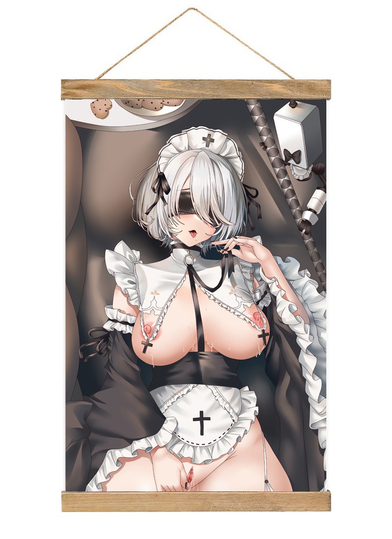 NieRAutomata 2B-1 Scroll Painting Wall Picture Anime Wall Scroll Hanging Home Decor