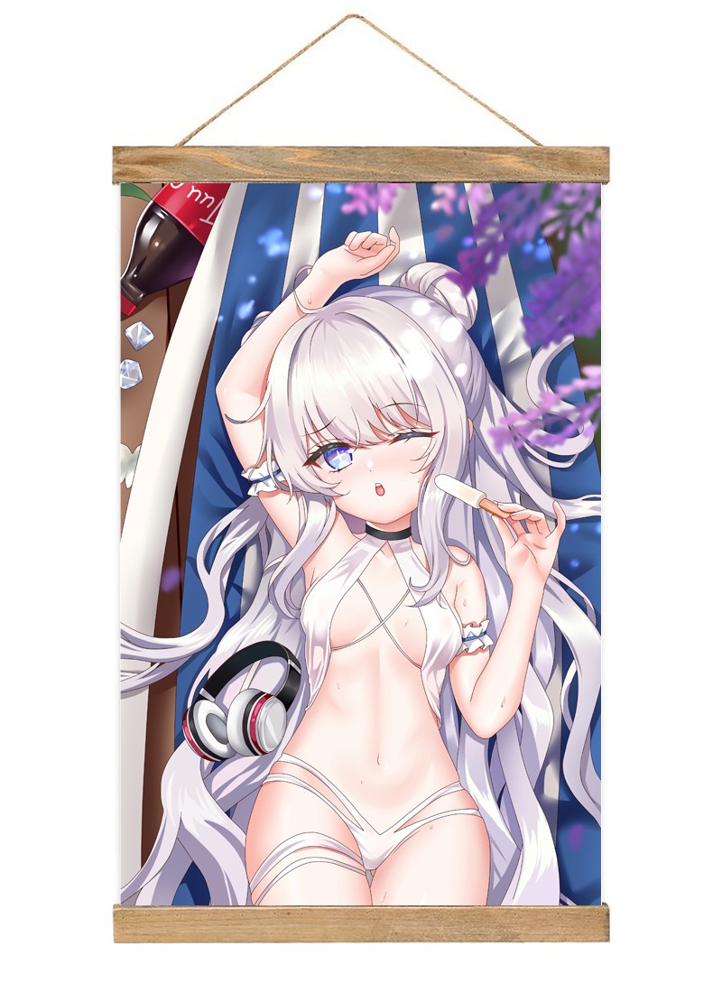 Azur Lane MNF Le Malin-1 Scroll Painting Wall Picture Anime Wall Scroll Hanging Home Decor