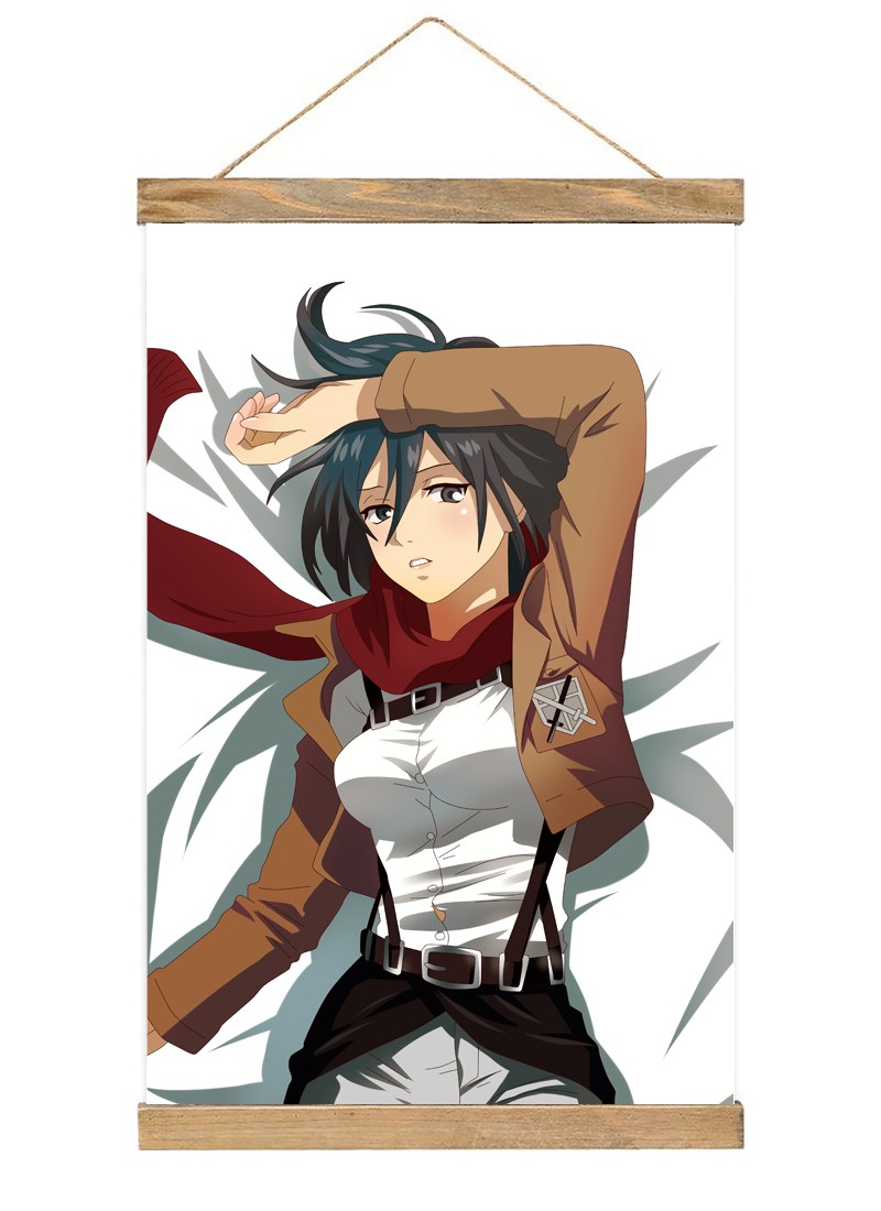 Attack on Titan Armin Arlert & Mikasa Ackerman-1 Scroll Painting Wall Picture Anime Wall Scroll Hanging Home Decor