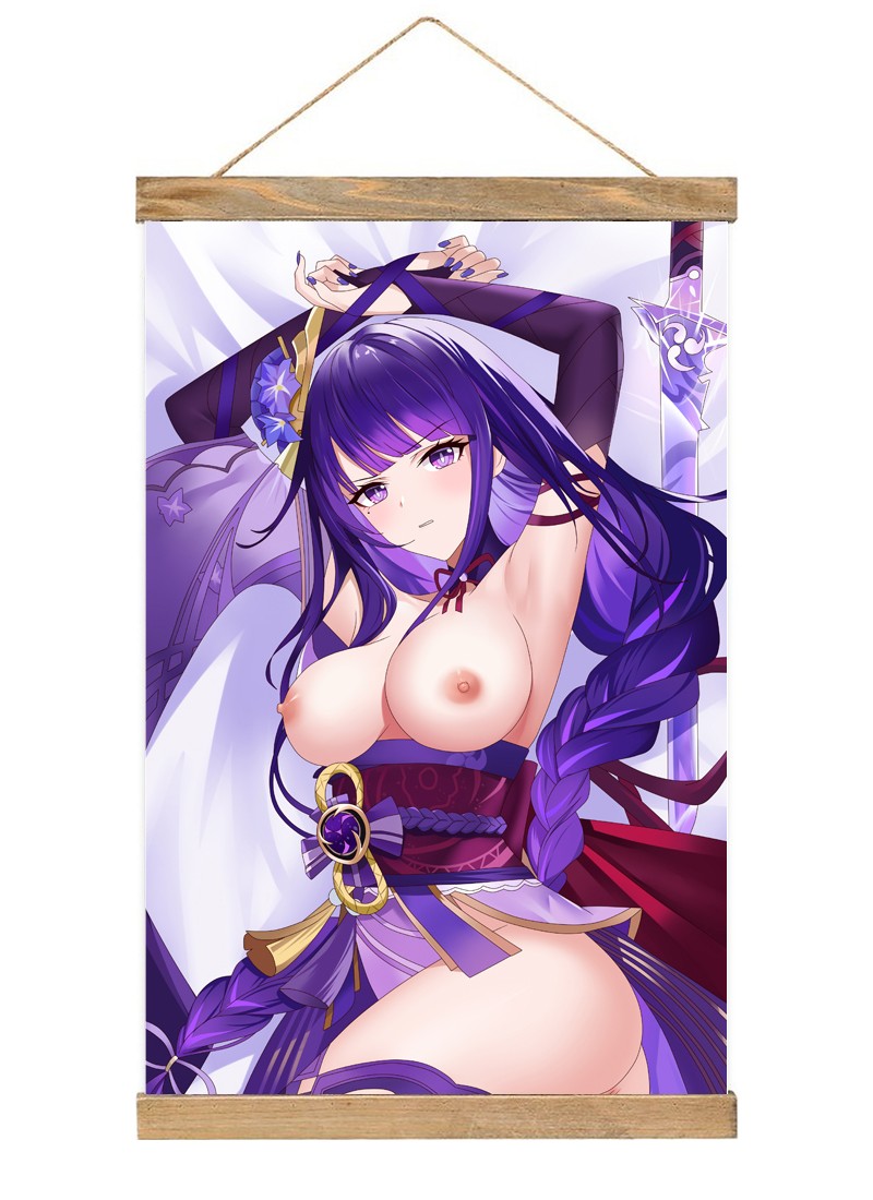 Genshin Impact Raiden Shogun Baal Scroll Painting Wall Picture Anime Wall Scroll Hanging Home Decor