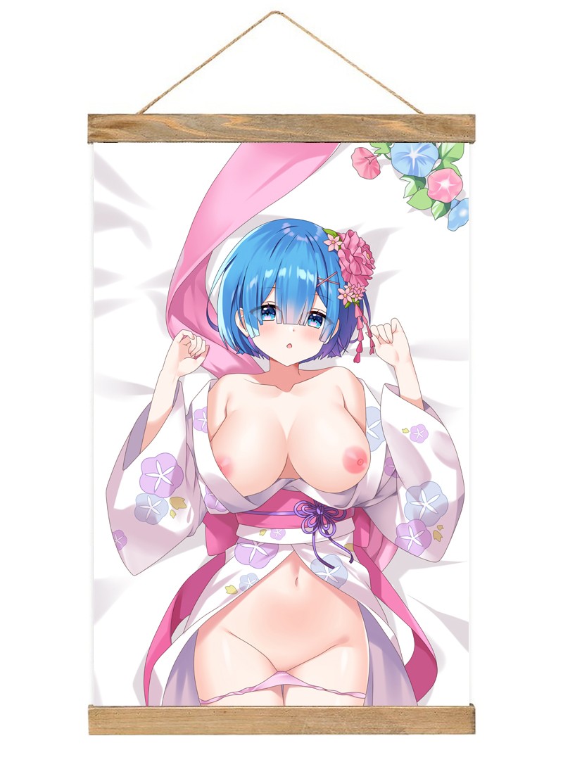 ReZero Rem-1 Scroll Painting Wall Picture Anime Wall Scroll Hanging Home Decor