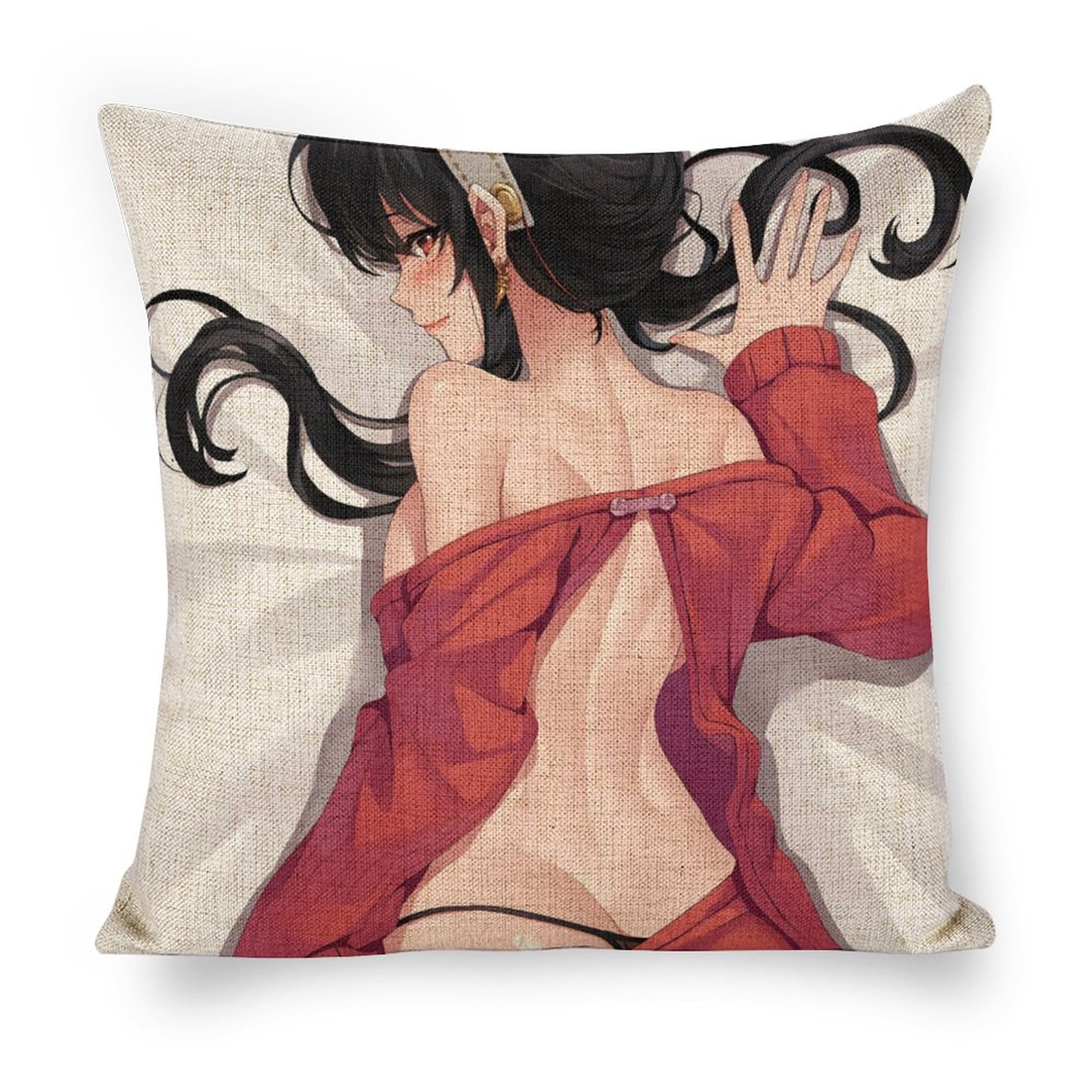 Spy x Family Thorn Princess Yor Forger Breathable Linen Square Throw Cushion Cover 18x18in(45x45cm)