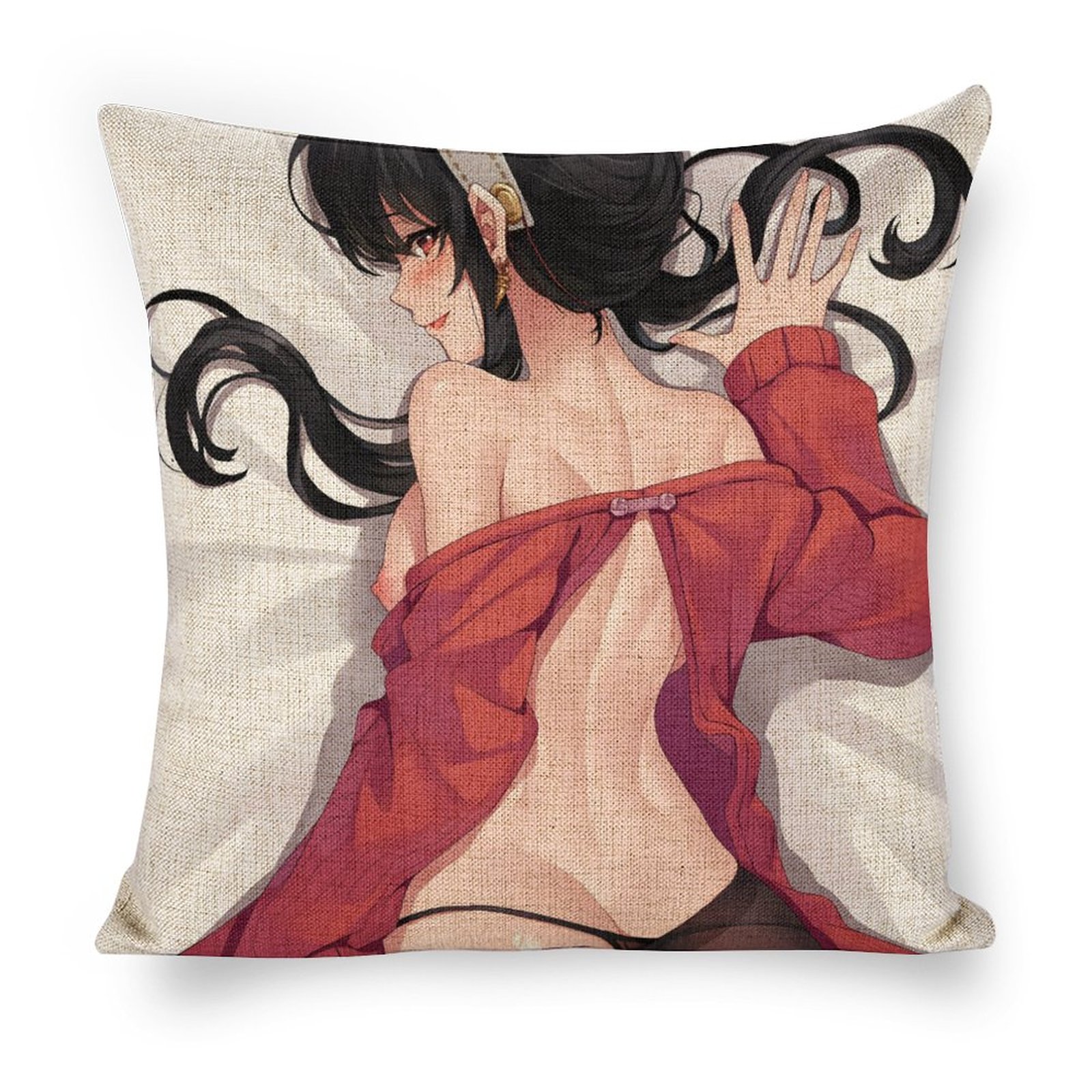 Spy x Family Thorn Princess Yor Forger Breathable Linen Square Throw Cushion Cover 18x18in(45x45cm)