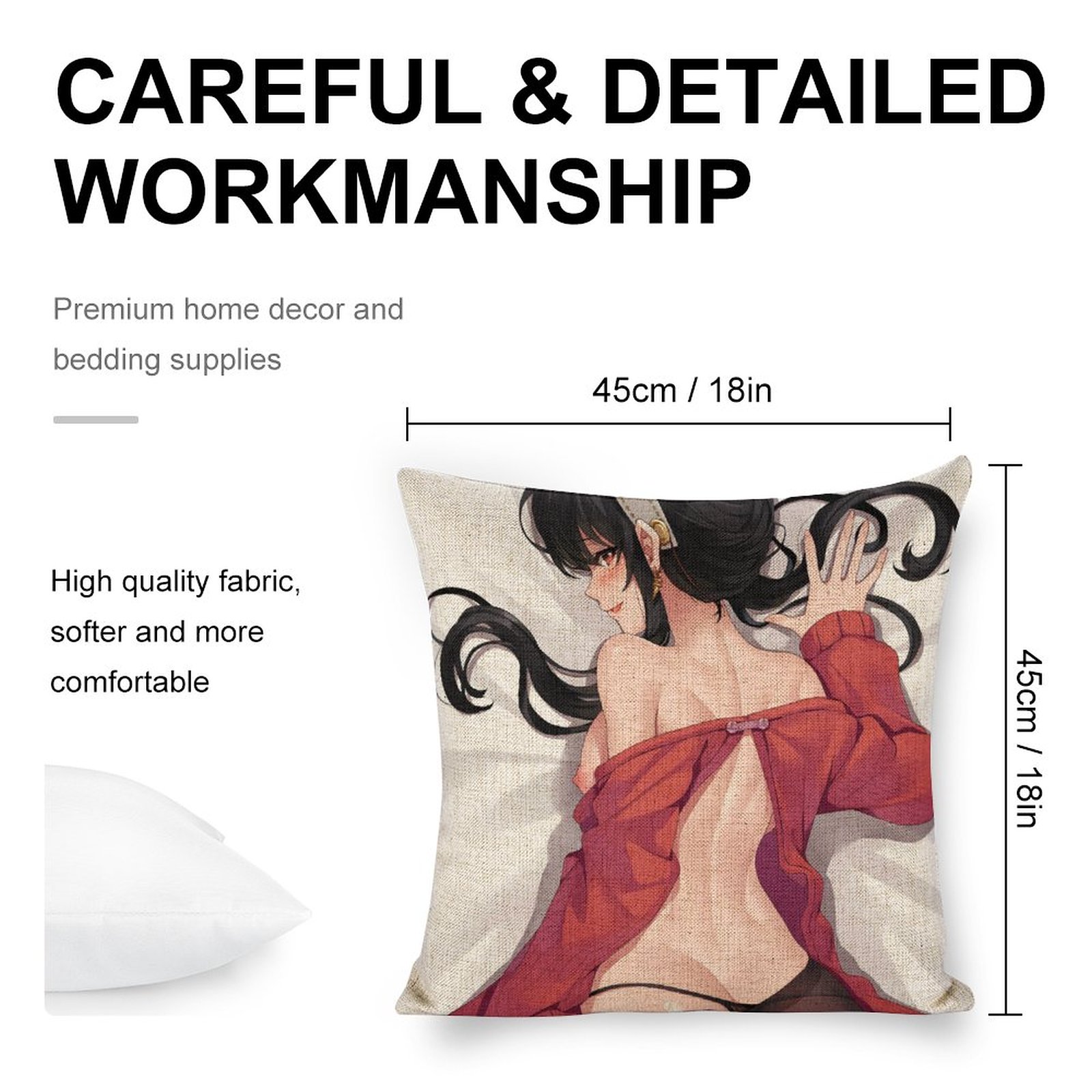 Spy x Family Thorn Princess Yor Forger Breathable Linen Square Throw Cushion Cover 18x18in(45x45cm)