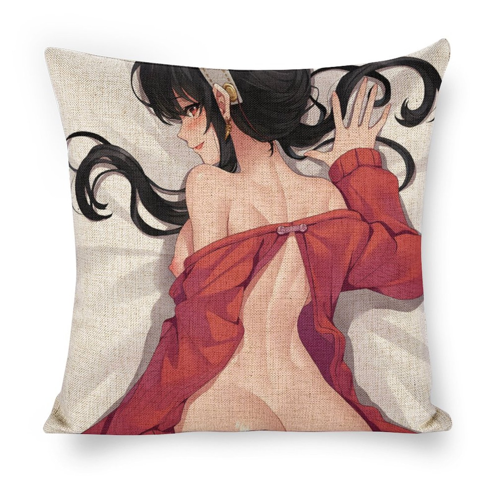 Spy x Family Thorn Princess Yor Forger Breathable Linen Square Throw Cushion Cover 18x18in(45x45cm)