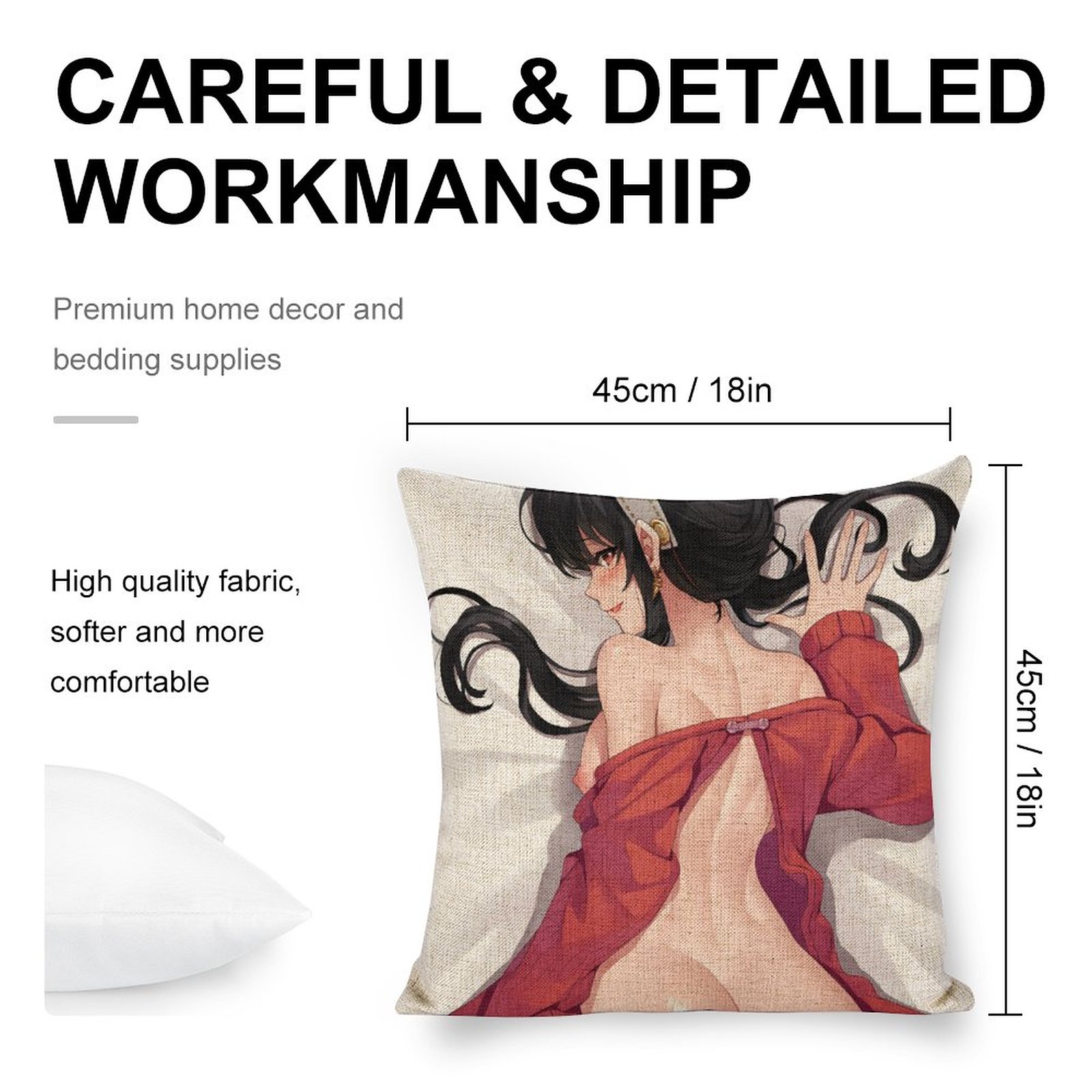 Spy x Family Thorn Princess Yor Forger Breathable Linen Square Throw Cushion Cover 18x18in(45x45cm)