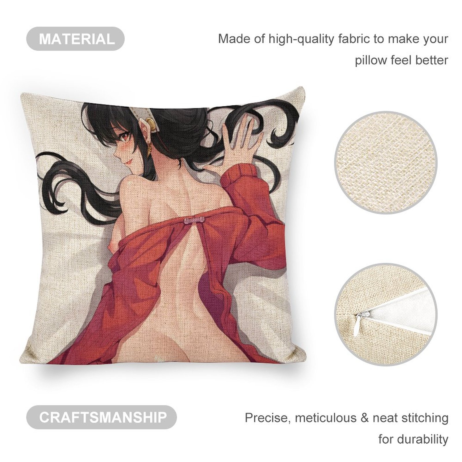 Spy x Family Thorn Princess Yor Forger Breathable Linen Square Throw Cushion Cover 18x18in(45x45cm)