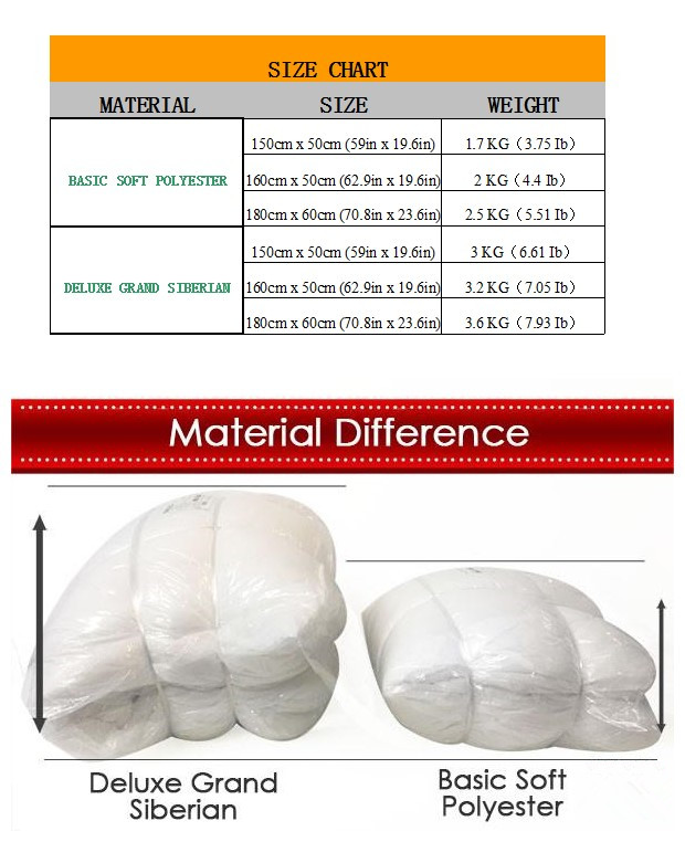 Super Soft and Durability,Comfort & Deluxe Grand Siberian Dakimakura Inner Pillow